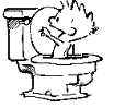 Calvin spinning in toilet
